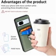 thumbnail image 5 of Phone Case for Google Pixel 7A 5G 2023 Wallet Cover with Tempered Glass Screen Protector and Slim Ring Stand Credit Card Holder Magnetic Leather Cell Accessories Pixel7A A7 Women Men Green, 5 of 7