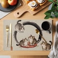 thumbnail image 2 of Brown Grey Cat Placemats Set of 4, Modern Art Placemats for Dining Table, Place Mats for Kitchen Tabletop, Waterproof Wipeable Dining Table Mats Set, 2 of 9