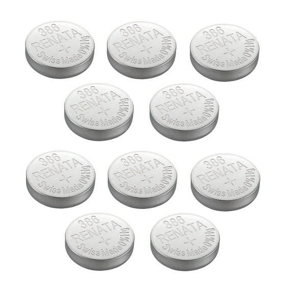 Renata Watch Battery Swiss Made Renata 386 or SR43SW Or AG12 1.5V (10 Batteries, 386 or SR 43 SW)
