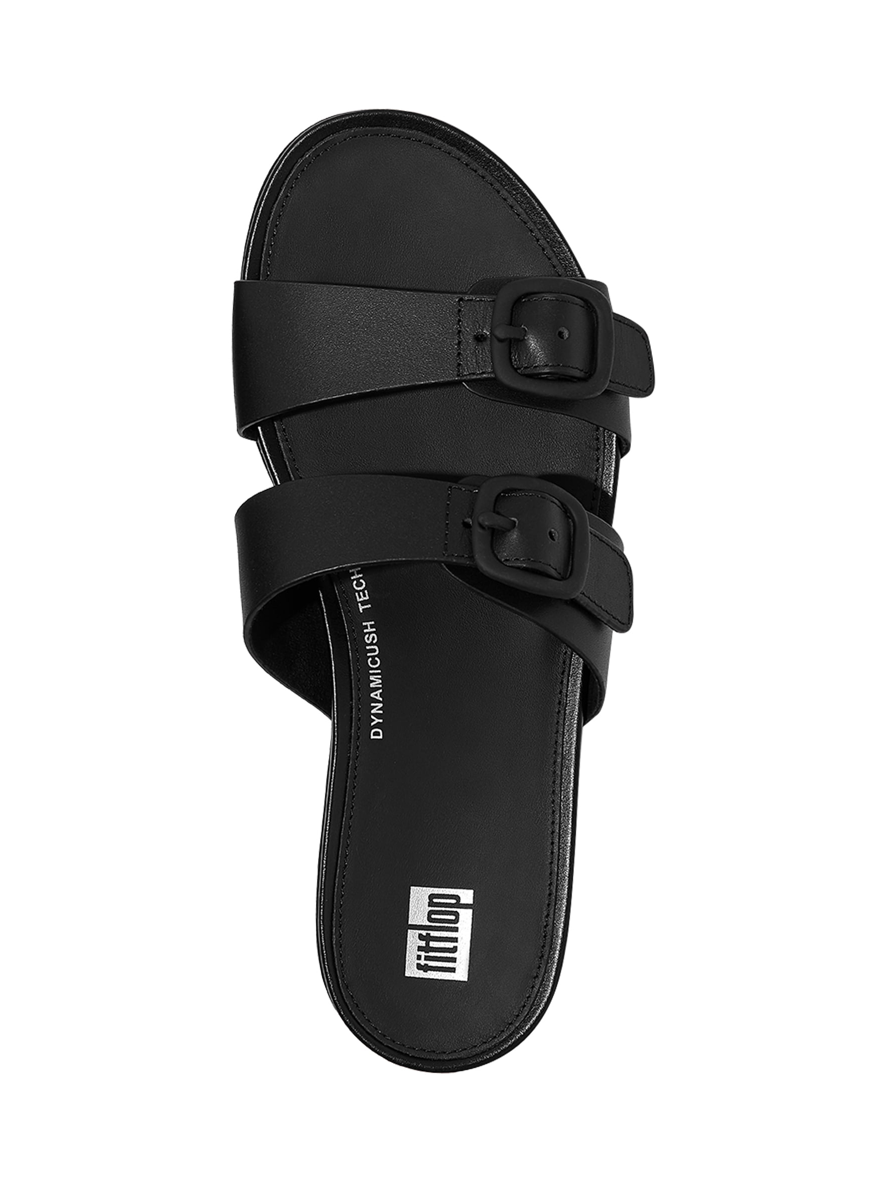 FitFlop Women's Gracie Rubber-Buckle Two-Bar Leather Slides