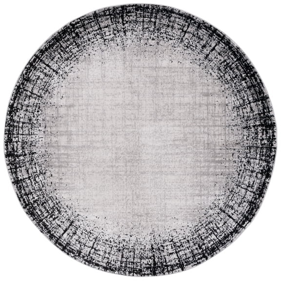SAFAVIEH Skyler Gervase Bordered Area Rug, Ivory Grey/Black, 6'7" x 6'7" Round