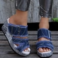 thumbnail image 2 of Sandales à Plateforme Compensée en Denim pour Femmes, Mode Décontractée, Talon Haut Épais, Pantoufles à Enfiler pour Femmes 2025, 2 of 7