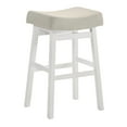 thumbnail image 2 of Lenon Modern Farmhouse Wood Bar Height Kitchen Bar Stool in White Finish with Cream Fabric Upholstered Seat, 2 of 5