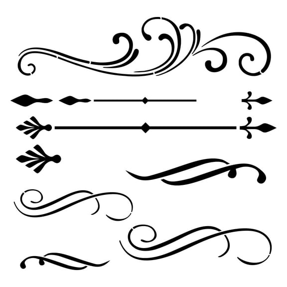 Scrolls and Flourishes Stencil | Details Patterns, Template for Painting on Furniture and Craft Projects (10 mil Plastic) | FS051 by Designer Stencils