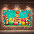 thumbnail image 5 of Cute Bunny Themed Happy Easter Banner Background Decorations for Easter Parties Photo Props Backdrop Party Supplies Easter Celebrations Spring Events, 5 of 7
