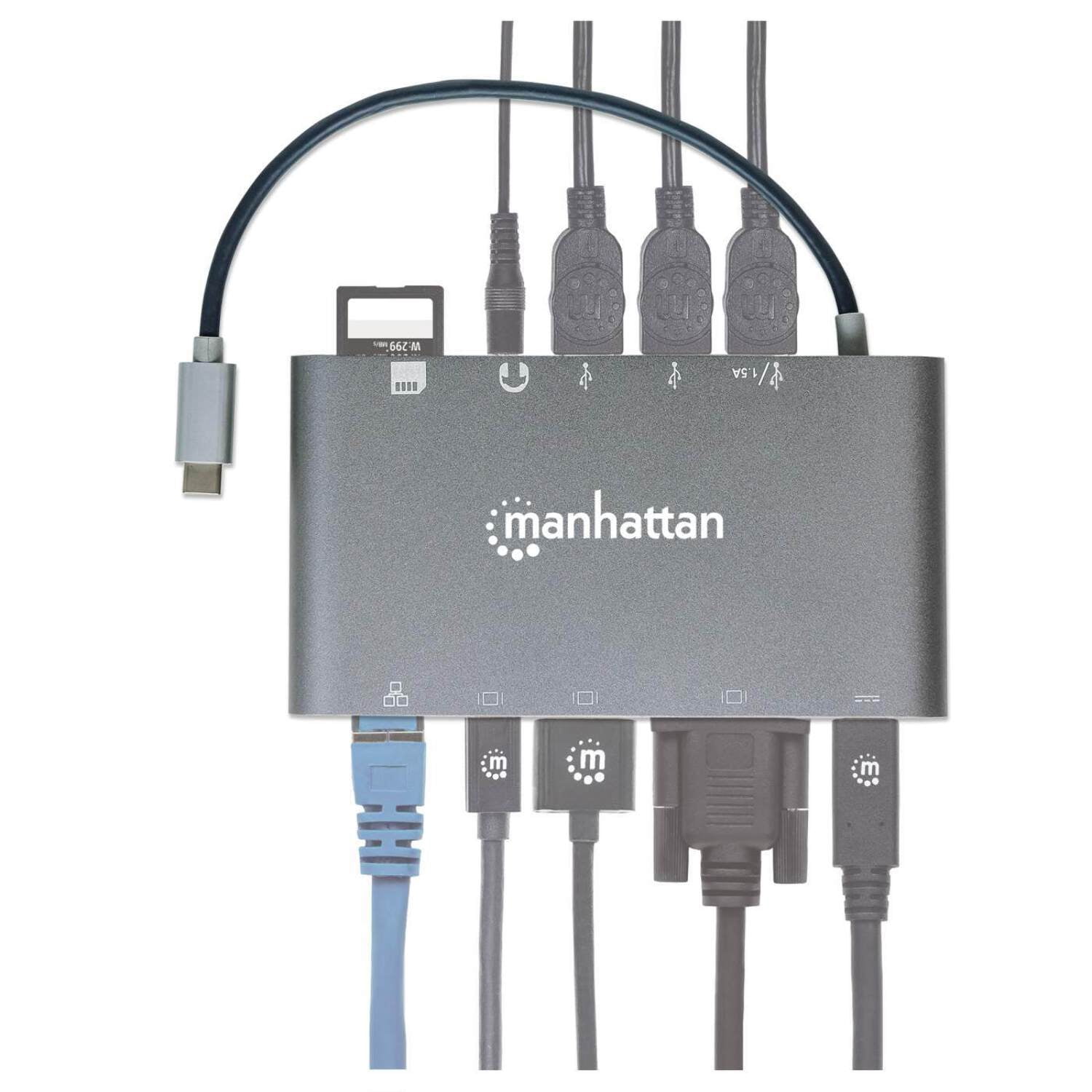 Manhattan 152808 SuperSpeed USB-C to 7-in-1 Docking Station