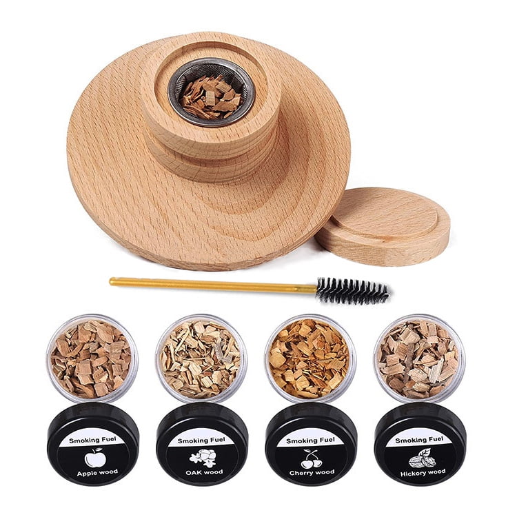 Cocktail Smoker Kit with 8 Flavors Wood Chips Chimney Smoker for Whiskey Bourbon Meats Cheese Dried Fruits Old Fashioned Drinks Smoke Infuser Best Gift for Whiskey Lover with Cleaning Brush