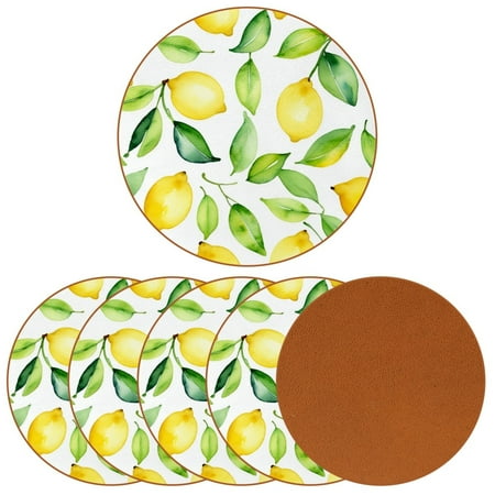 

YZUOUZY Home Decor Coaster for Desk Pack of 6 Round Coasters for Coffee Table Autumn Ginkgo Leaves