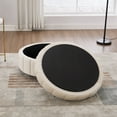 thumbnail image 6 of MDQMD 31.5" Round Storage Ottoman with Reversible Lid Velvet Upholstered Pumpkin Shaped Ottoman Multi Functional Coffee Table Footrest for Living Room Bedroom Dorm Beige, 6 of 6