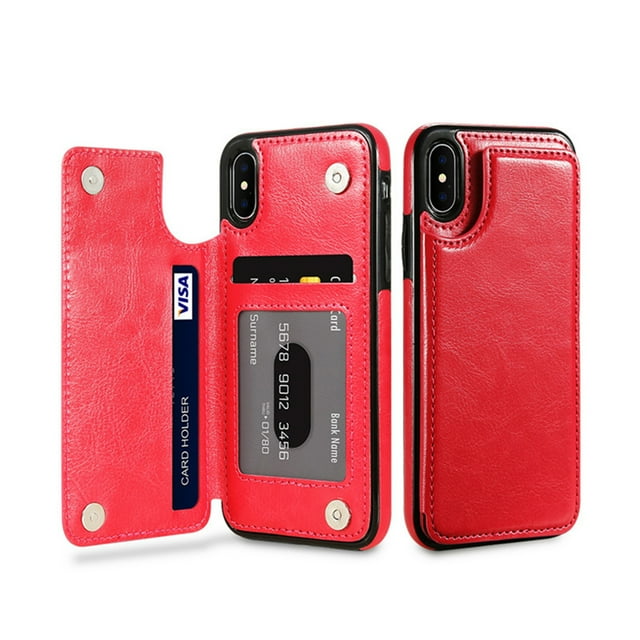 Estuche tipo billetera de cuero magnético de alta calidad para hombres y mujeres con ranura para tarjetas