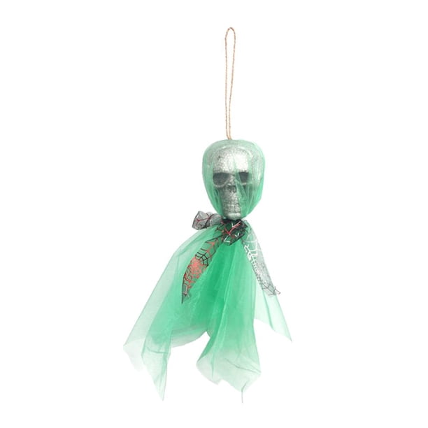 12.6 '' Decoraciones Colgantes de de Halloween Decoración Espeluznante para Interiores / Exteriores - Cráneo de Espuma con Tela Verde Colco Globo de Halloween