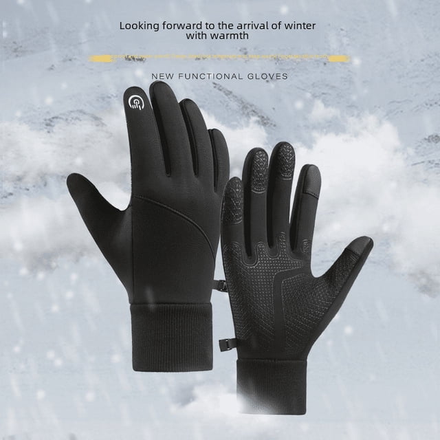Guantes de exterior deportivos para hombre con forro polar y pantalla táctil, cálidos, impermeables, para ciclismo, otoño e invierno