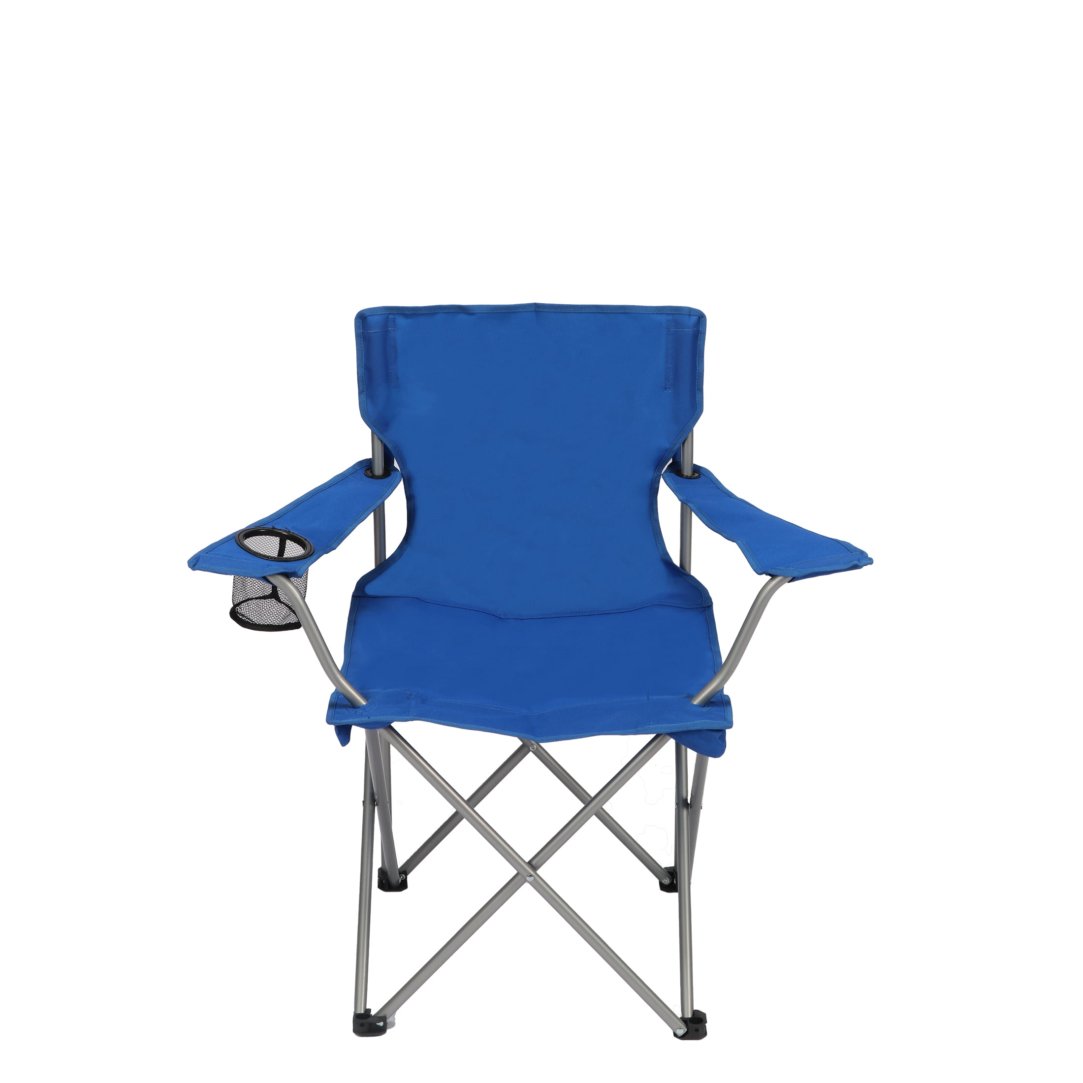 Ozark Trail Basic Quad Folding Camp Chair with Cup Holder, Blue