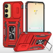 Samsung Galaxy A16 5G Case with Lens Protection, Samsung Galaxy A16 5G Ring Holder Cover with Camera Cover & Kickstand Military Grade Shockproof Heavy Duty Support Magnetic Car Mount Holder, Red