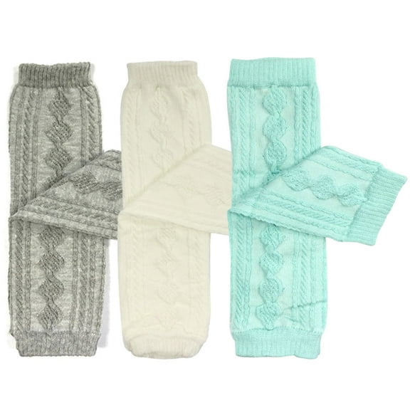 Wrapables® Set of 3 Leg Warmers Argyle Grey & White and Sky Blue