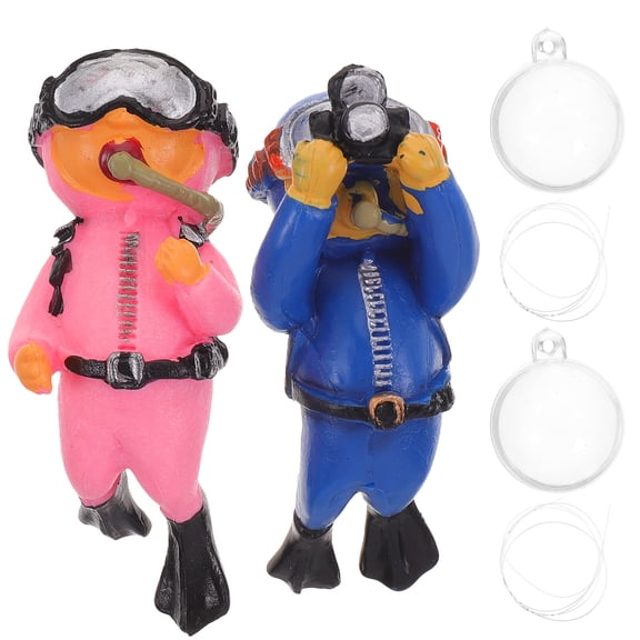 OUNONA Set of 2 Small Floating Aquarium Divers for Fish Tank Decorations, Underwater Crafts, Random Style Included