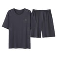 thumbnail image 2 of Bovxnpu Men's Shirt and Shorts Set 2 Piece Summer Tracksuits Short Sleeve Crew Neck Casual Pocket Top & Elastic Short Set, 2 of 5