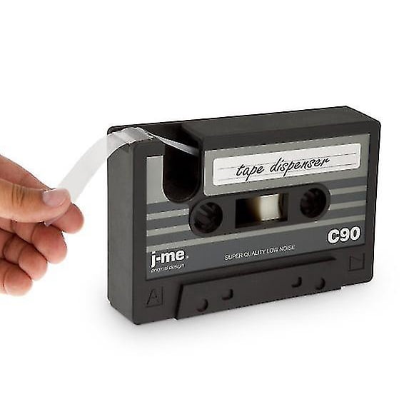 Creative Tape Pen Holder Box, Vintage Cassette Tape Dispenser Vase Brush Pot, Pop Pencil Desk Series Neat Storage Box (black)