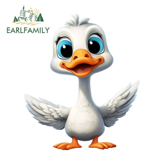 EARLFAMILY 5.1" Goose Cartoon Cute Car Stickers Motorcycle Skateboard Rear Windshield Laptop JDM Decal Occlusion Scratch Amusing Exterior Accessories