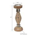 thumbnail image 2 of Diamond Raffia Metal Pillar Candlestick 12 ", 2 of 3