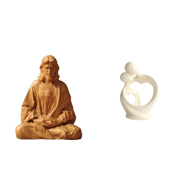 Estatua artística de pareja del Corazón de Jesús, figura de resina, adorno coleccionable para el hogar, oficina, escritorio, dormitorio, pasil