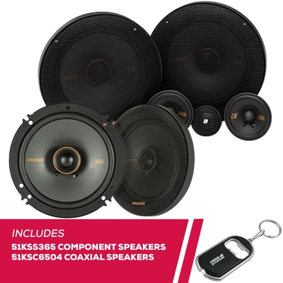 New Kicker 51KSS365 6.5" 3-Way Component and 51KSC6504 6.5" 2-Way Coaxial Speakers