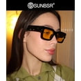 thumbnail image 2 of Gafas de sol clásicas cuadradas SUNBSR para mujer y hombre negro/naranja, 2 of 9