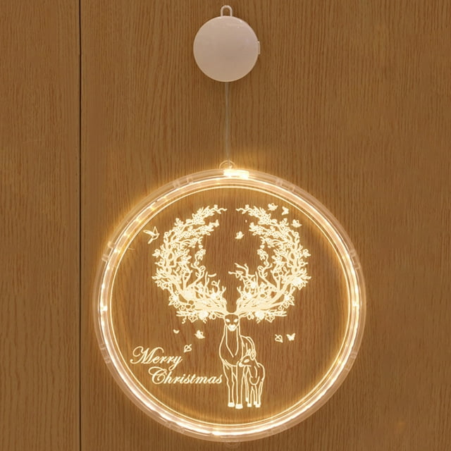 Qocolhg Christmas Window Lights Decorations, 9.4'' Large LED Christmas Window Hanging 3D Lights Decorations Battery Operated for Outdoor Indoor Windows Christmas Tree Party Holiday Wall (Santa Claus)