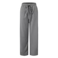 thumbnail image 5 of TTUHYWXI Women Linen Pants Wide Leg Palazzo Pants Cotton Linen Drawstring Summer Pants with Pockets (Grey, M), 5 of 7