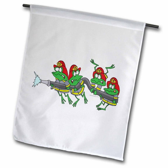 3dRose, Funny Firefighter Froggy Frogs, 18 x 27 inch Garden Flag