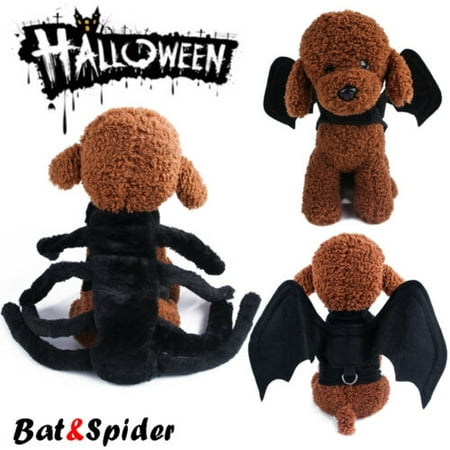 Halloween Pet Fancy Dress Funny Spider Bat Wings Dog Cat Cloth Black Pet