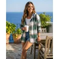 thumbnail image 5 of ChicMe Jackets for Women Plaid Hooded Long Sleeve Casual Shacket Lightweight Fleece Lined Coat Green-S, 5 of 9