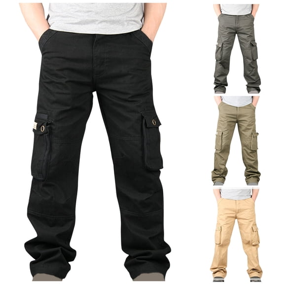 Men's Twill Relaxed Fit Cotton Work Cargo Pant for Hiking and Outdoor with Multi Pockets Yellow