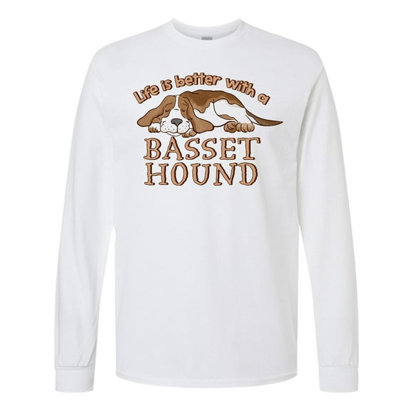 Inktastic Life is Better with a Basset Hound Long Sleeve T-Shirt