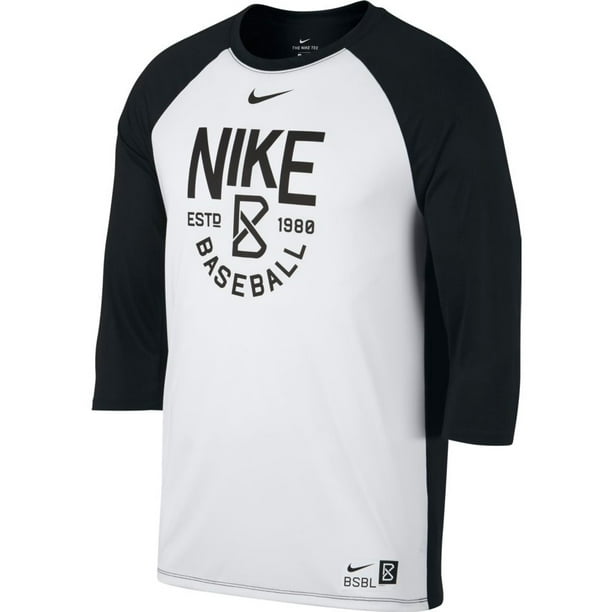 Nike - Nike Men's Dry 3/4 Sleeve Baseball Shirt 878682-101 White/Black ...