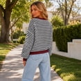 thumbnail image 5 of Womens Striped Cardigan Sweaters Long Sleeve Button Up Knit Tops Fall Winter Oversized Color Block Loose Open Front Casual Cardigan 2XL, 5 of 7