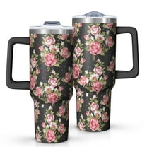 OBREWU Pioneer Flower Tumbler with Handle and Lid,Pioneer Flower 40oz Double Wall Vacuum Insulated Tumbler,Cups Gift for Women and Men