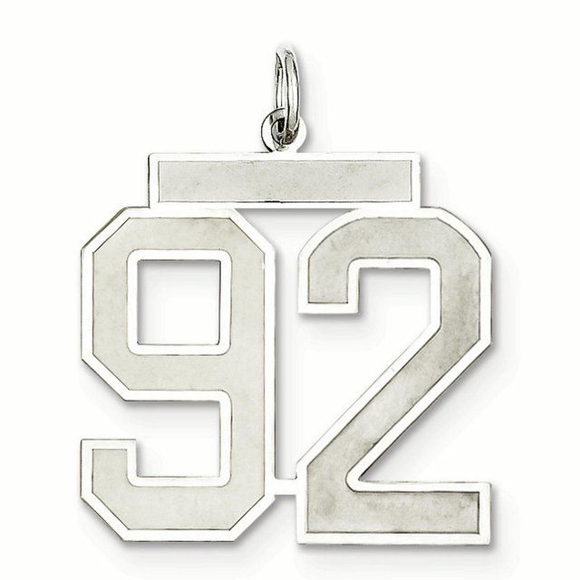Collier Pendentif en Argent Sterling 925 Numéro 92 Breloques