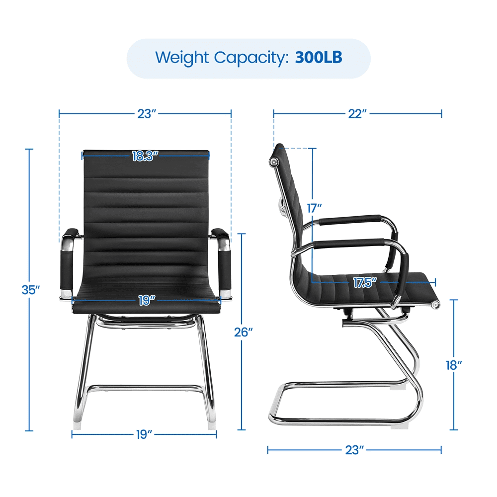 Yaheetech Modern Faux Leather Mid-back Office Chair, Set of 2,Black
