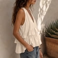 thumbnail image 6 of Karymi Tops for Women Trendy Deep V-Neck Sleeveless Ruffle Peplum Top, Tiered Ruffle Peplum Hem Cami Blouse, Solid Casual Summer Flowy Tank Top Cute Tops for Women, 6 of 9