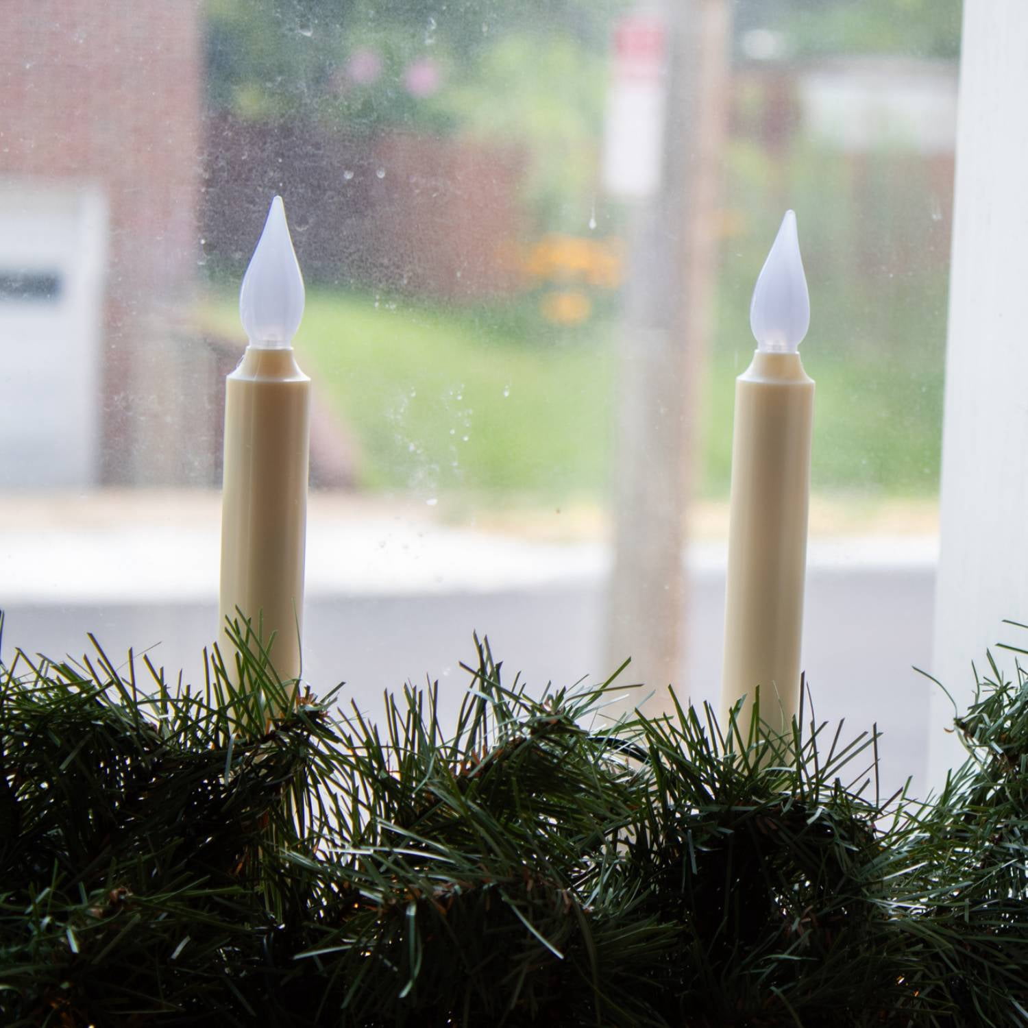 Delighted Home LED Window Candles, Battery Powered Flameless Tapers, Indoor Year Round and Holiday Decor, Ivory, 2 Pack