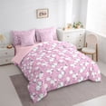 thumbnail image 3 of Homewish Romantic Rose 7 Pieces Bedding Comforter Set,Cute Cartoon Flower Full Bedding Set,Pink White Fitted Sheet Flat Sheet For Girl Teens,Ultra Soft Home Decor Reversible, 3 of 8
