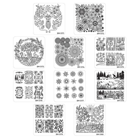 Maniology (formerly bundle monster) 10pc Nature Themed Nail Art Stamp Plates - Mystic Woods, Set 1