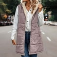 thumbnail image 6 of yievot Women's Long Puffer Vest Sherpa Fleece Zip Up Sleeveless Jacket with Hood, 6 of 7