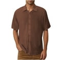 thumbnail image 3 of TAGOLD Mens Summer Short Sleeve Turndown collar Blouse & Shirt Solid Color Open Front Cardigan Top, 3 of 4