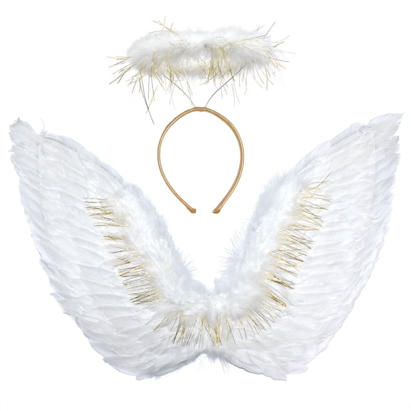 Angel Wings and Halo Costume Accessory for Adults, White, 2 Pieces, Halloween by Way To Celebrate