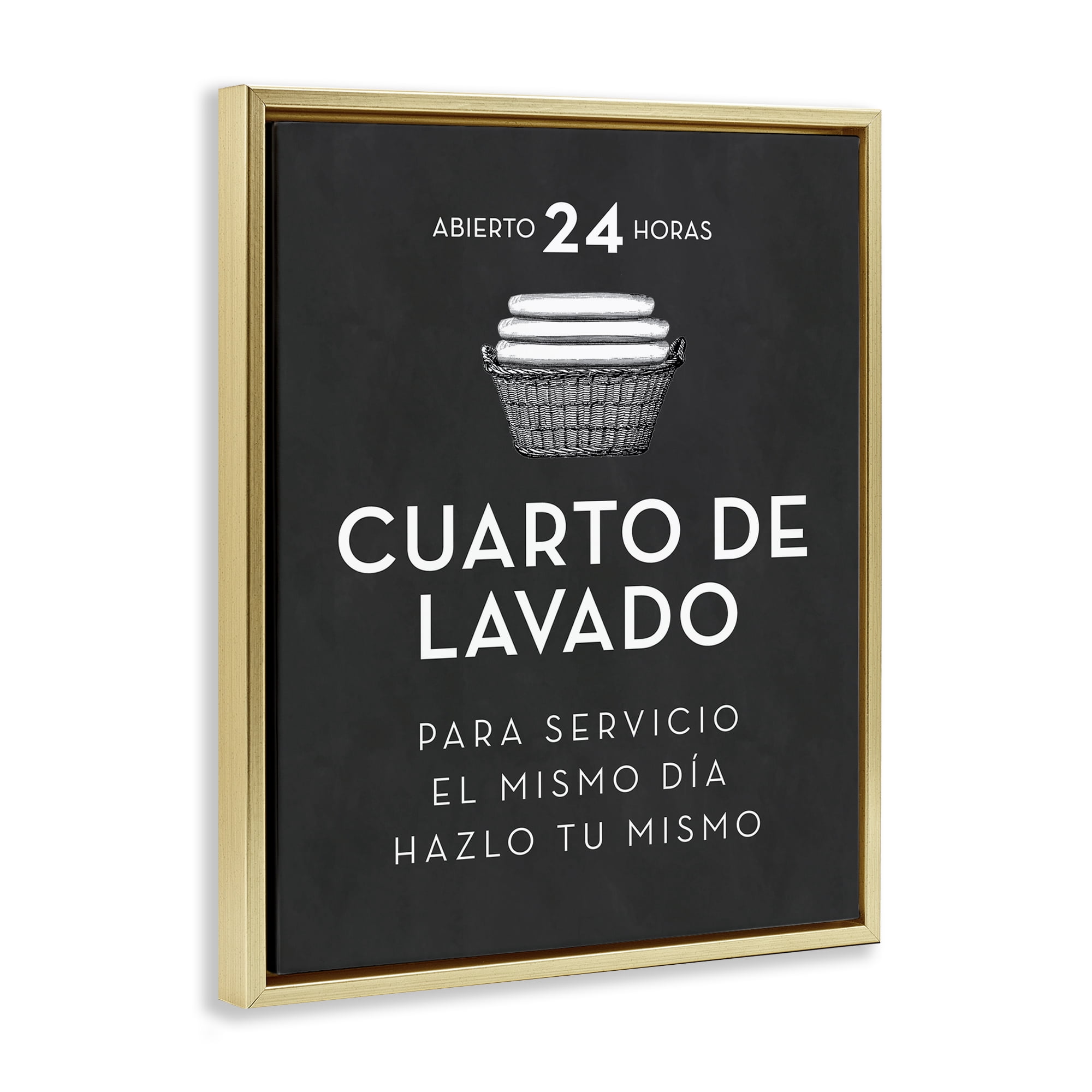 Stupell Industries Publicidad Día de Lavandería, Negro Bath & Laundry Painting Gold Floater Framed Art Print Wall Art, 17 x 21