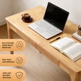 thumbnail image 5 of Modern Wood Computer Desk with 2 Drawers.Mid Century Home Office Desk Study Desk PC Table Standing Desk for Study,Bedroom,Living Room,Office,Wood, 5 of 8