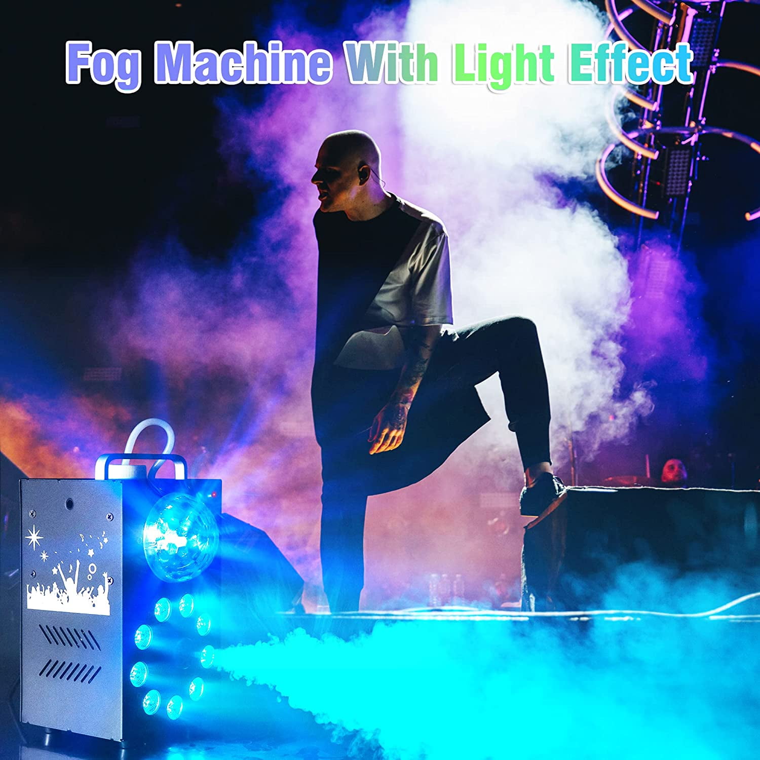 Smoke Fog Machine 700W , Smoke Machine with Disco Ball Lights 9 LED Colorful Light Effect, 3500 CFM Huge Fog with Wireless Remote for Christmas Wedding Party