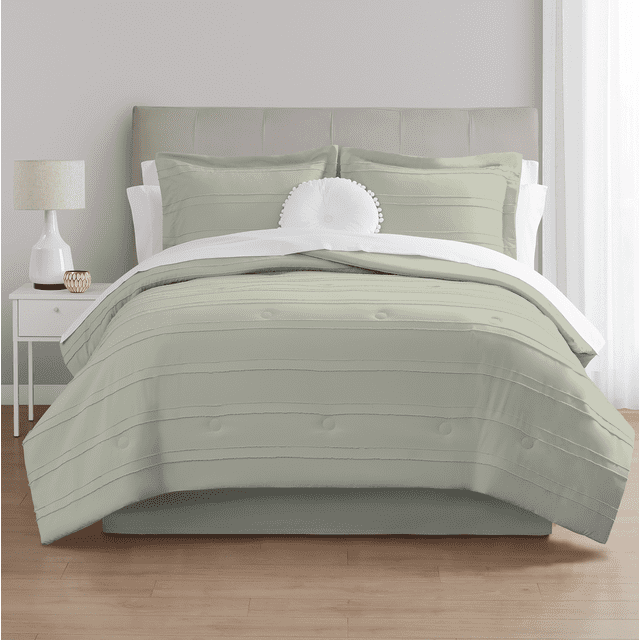 Mainstays 11-Piece Bed in a Bag Comforter Set with Sheets, Soft Sea, Double